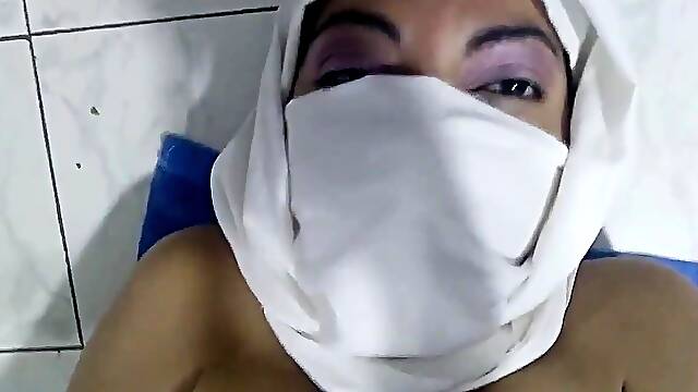 Muslim Arab GF rides cock under hijab